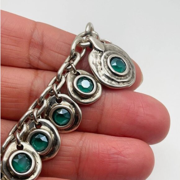 UNO de 50 Tizoc Necklace Multi Dangle Silver Choker Chain Blue Crystals Charms - Picture 15 of 15